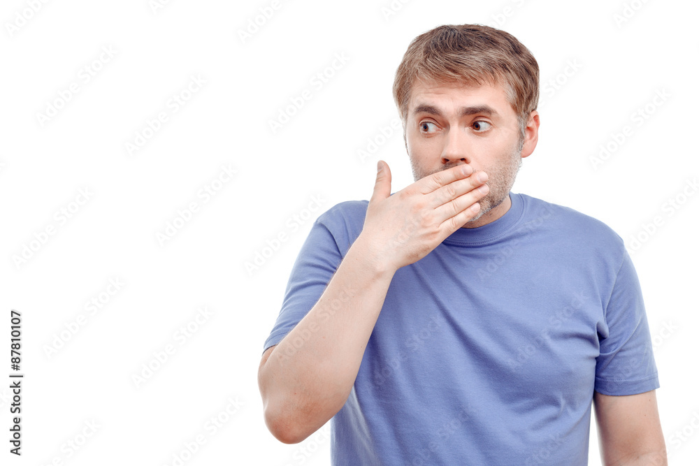 Pleasant man showing surprise Pleasant man showing surprise