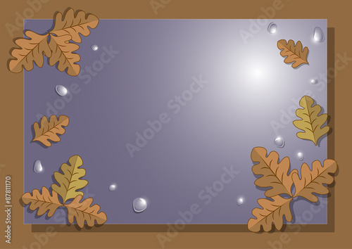 Frame of autumn oak leaves.
