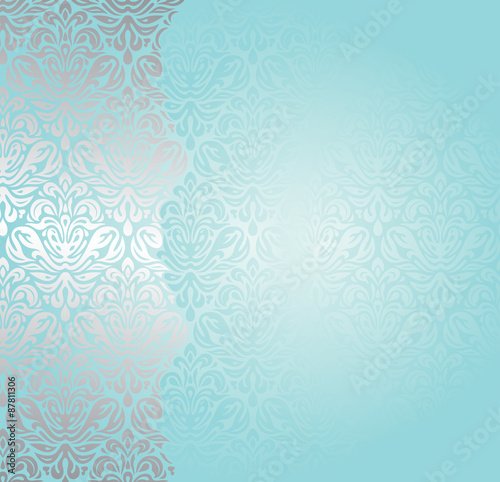 Fashionable blue-green turquoise and silver invitation design