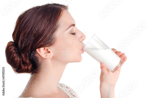 Pleasant girl holding glass 