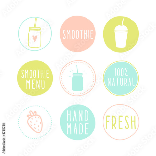 Set of different smoothie labels. 