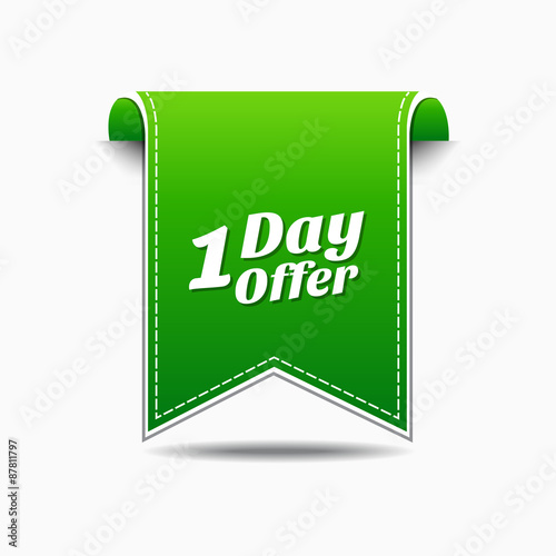 1 day Offer Green Vector Icon Design
