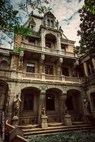 Old house with statues.