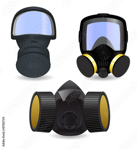 Gas mask and Respirator.