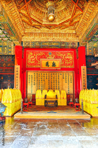 Interior imperial palaces and pavilions of the Forbidden City in photo