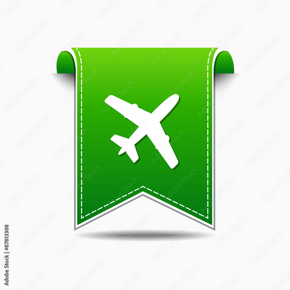 Airplane Sign Green Vector Icon Design