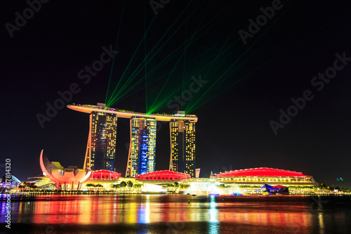 Singapore Cityscape at night , Singapore - 17January 2015