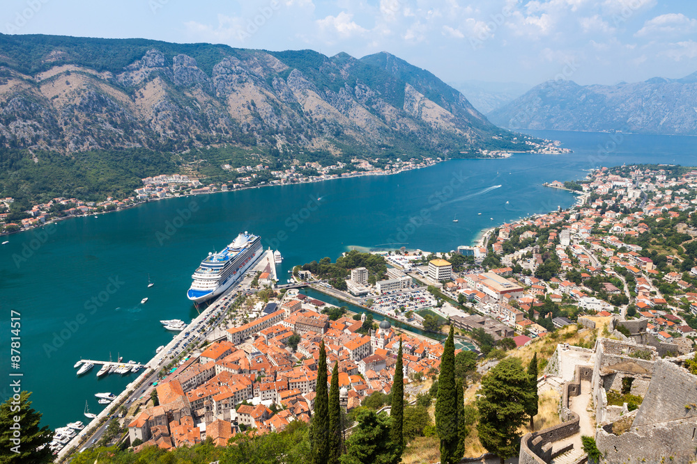 Old harbor and gulf of Kotor