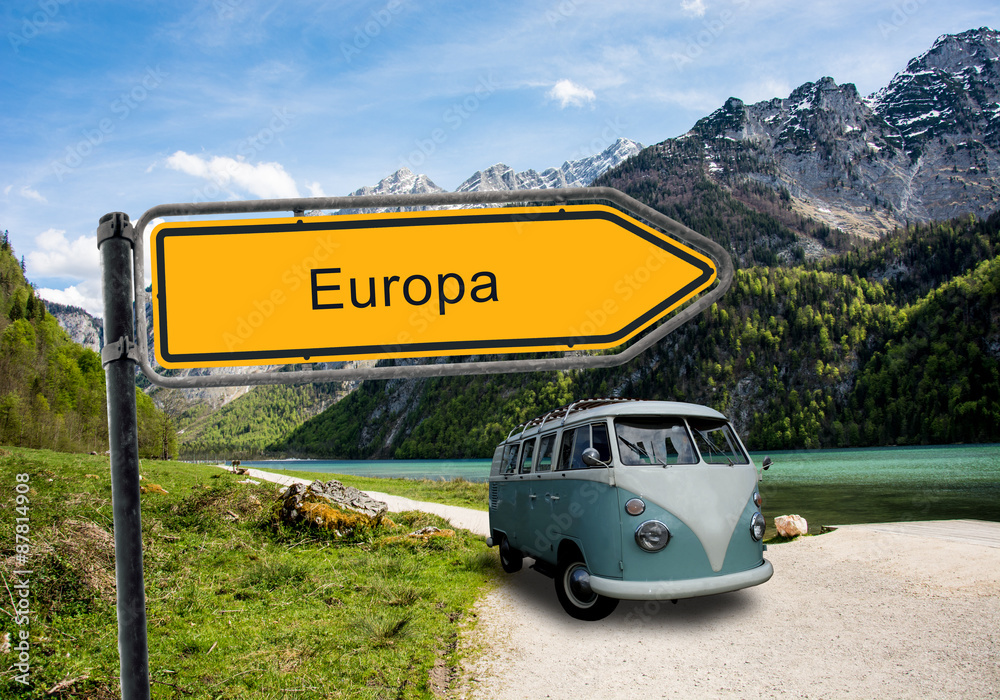 Fototapeta premium Strassenschild 45 - Europa