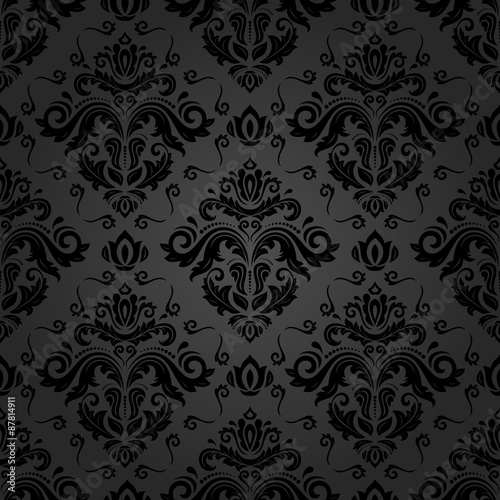 Damask Seamless Vector Black Pattern