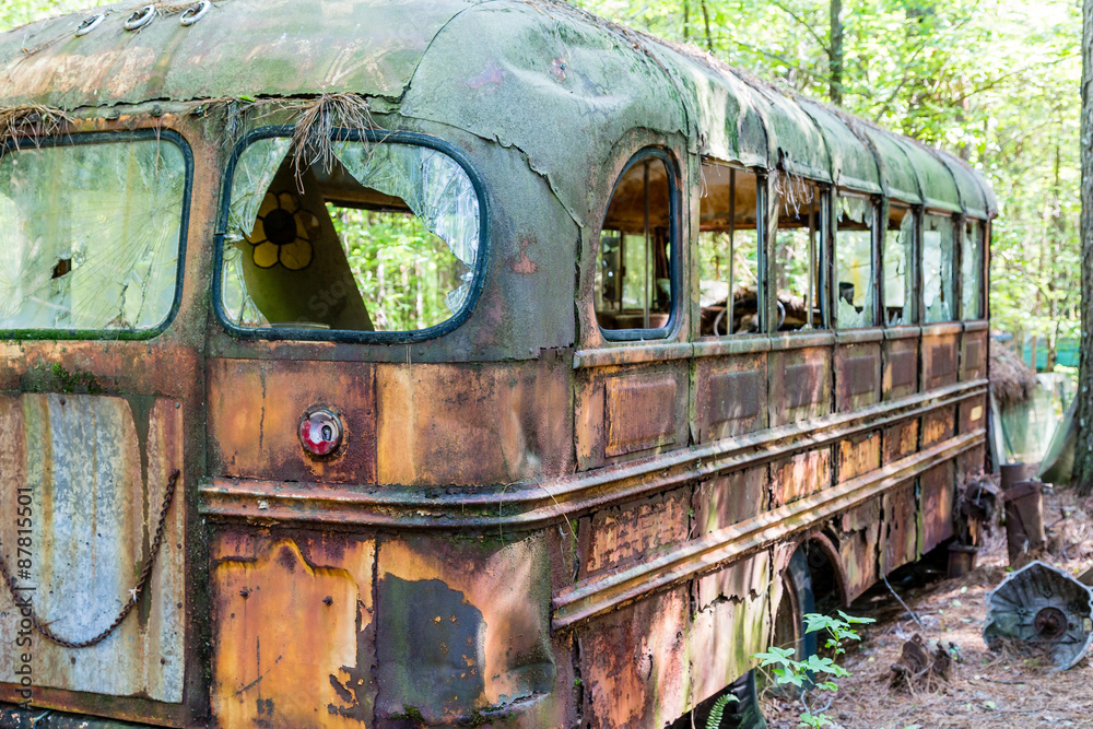Rusted Out Old Hulk of School Bus Rusted Out Old Hulk of School Bus