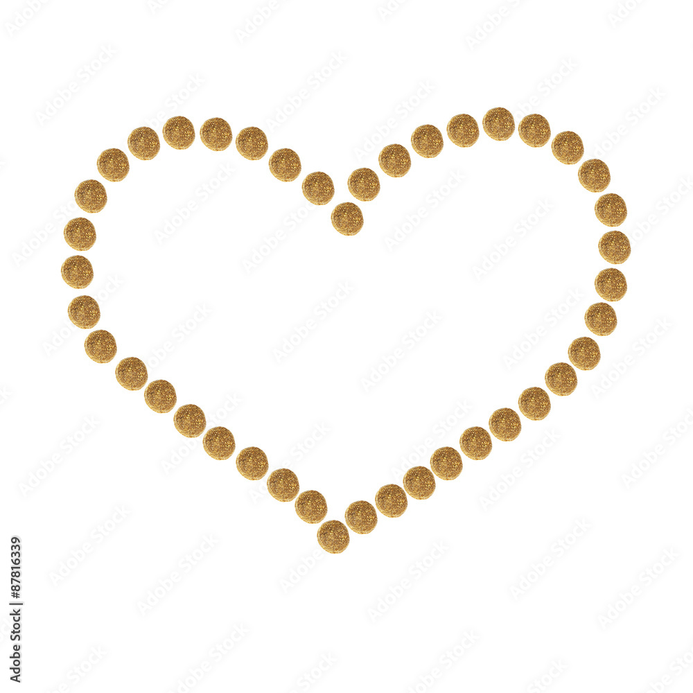 Heart collected from granules of brown dry pet (cat or dog)food Heart collected from granules of brown dry pet (cat or dog)food