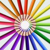 Many colored pencils. Vector illustration