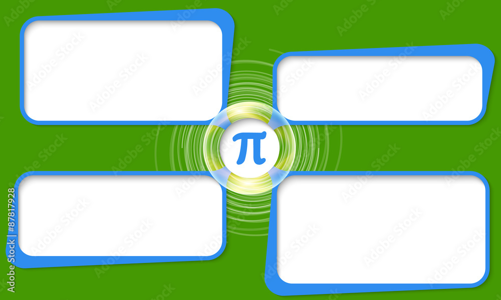 Four connected frames for your text and pi symbol Four connected frames for your text and pi symbol