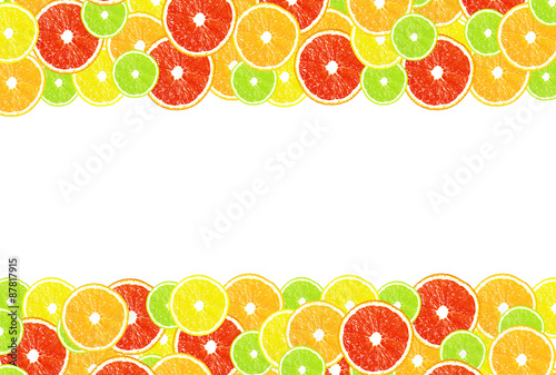 Citrus isolated on a white background with frames for design