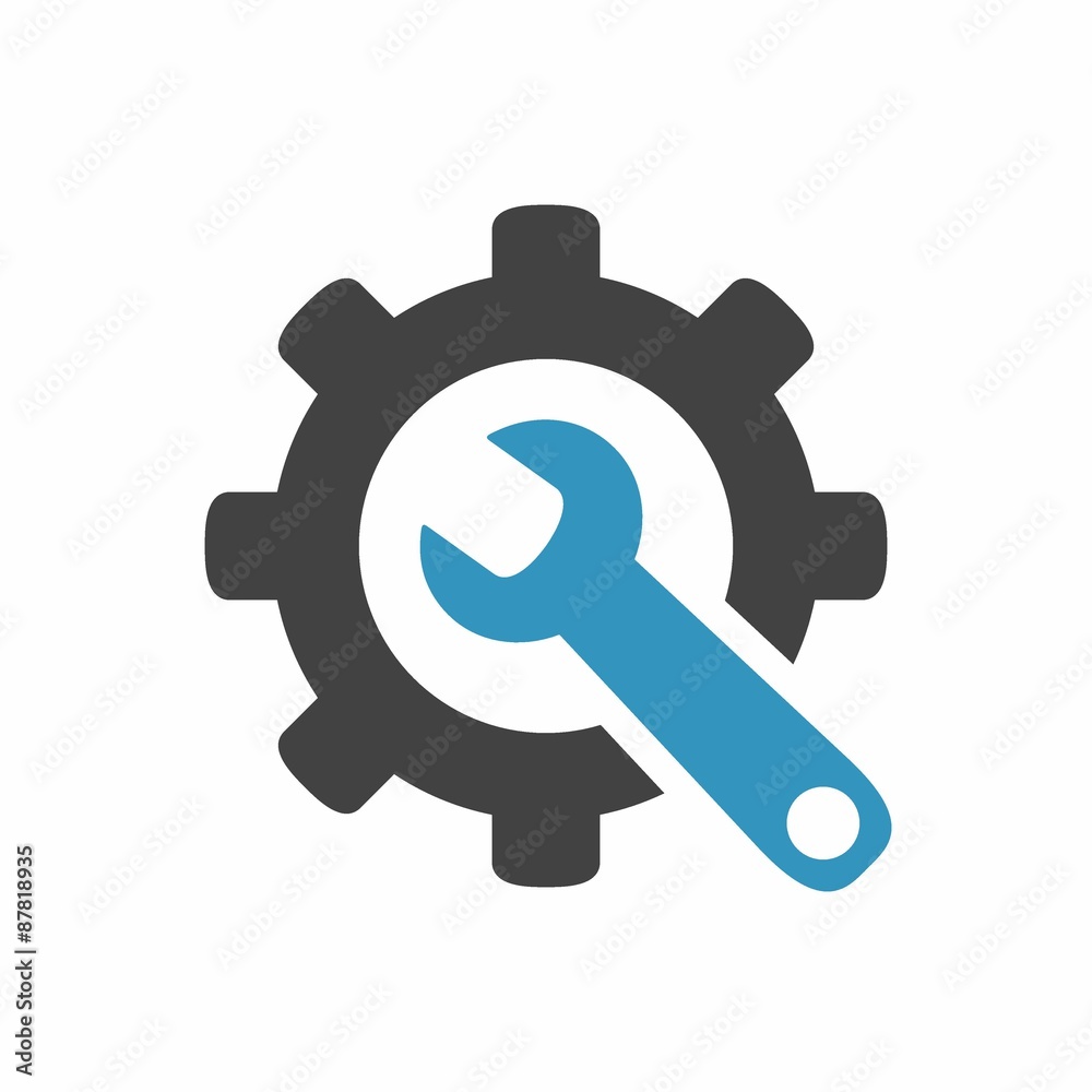 Service icon. Gear and wrench Service icon. Gear and wrench