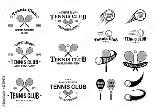 Tennis Club Labels Templates and Design Elements