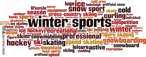 Winter sports word cloud concept. Vector illustration