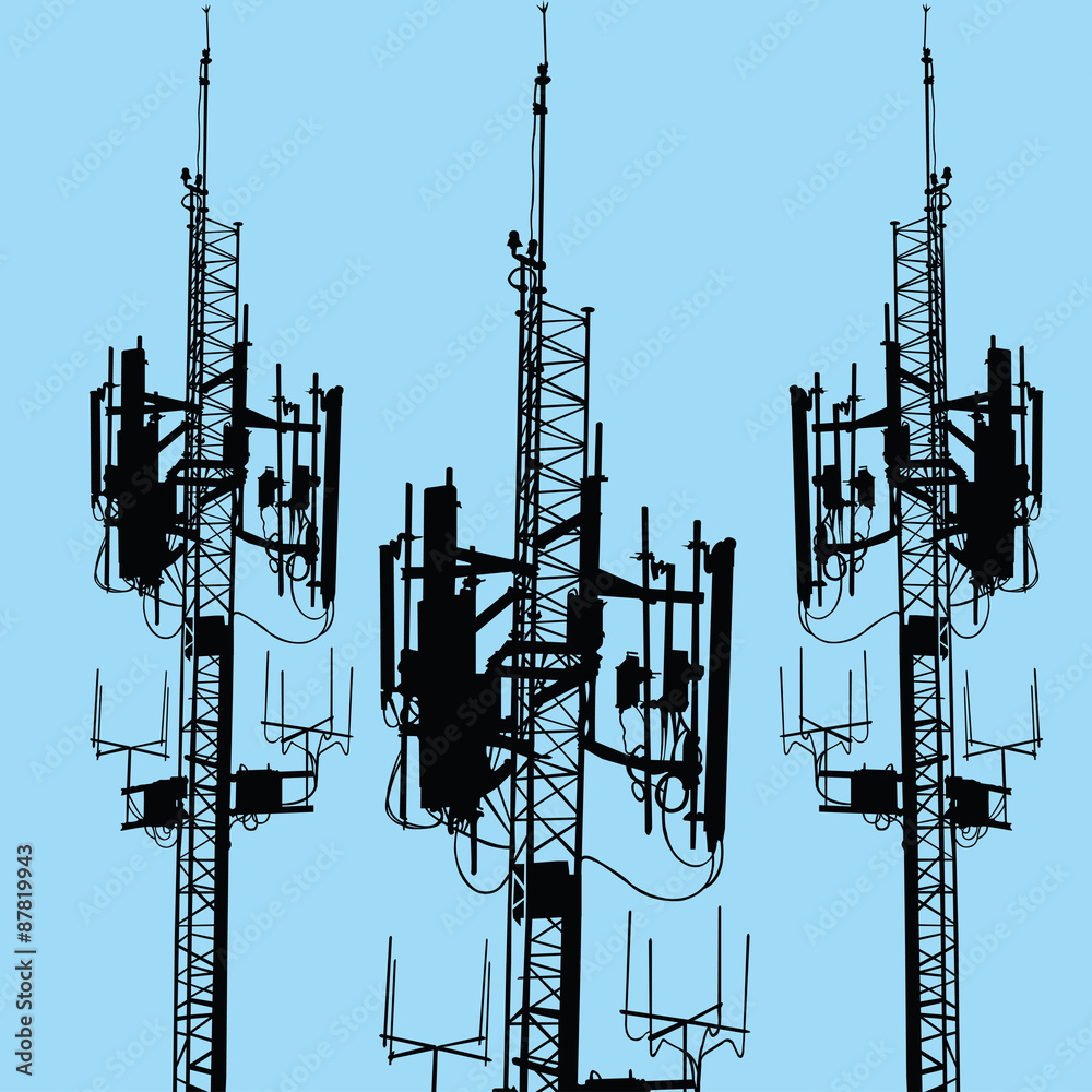 a hand trace vector of GSM antenna silhouette a hand trace vector of GSM antenna silhouette