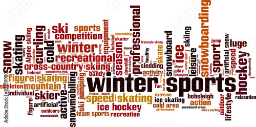 Winter sports word cloud concept. Vector illustration