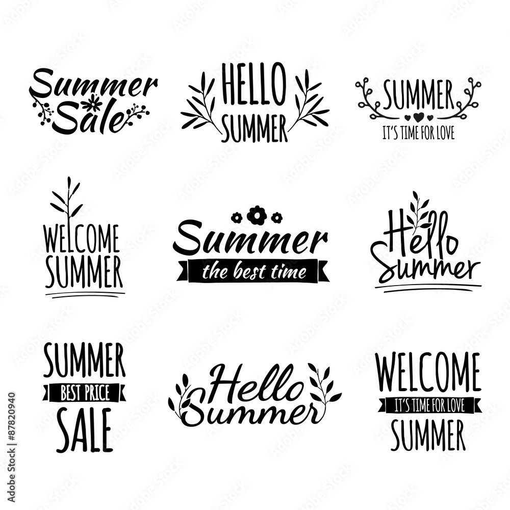 Fototapeta premium Set of monochrome retro vintage logos, icons, stickers with the