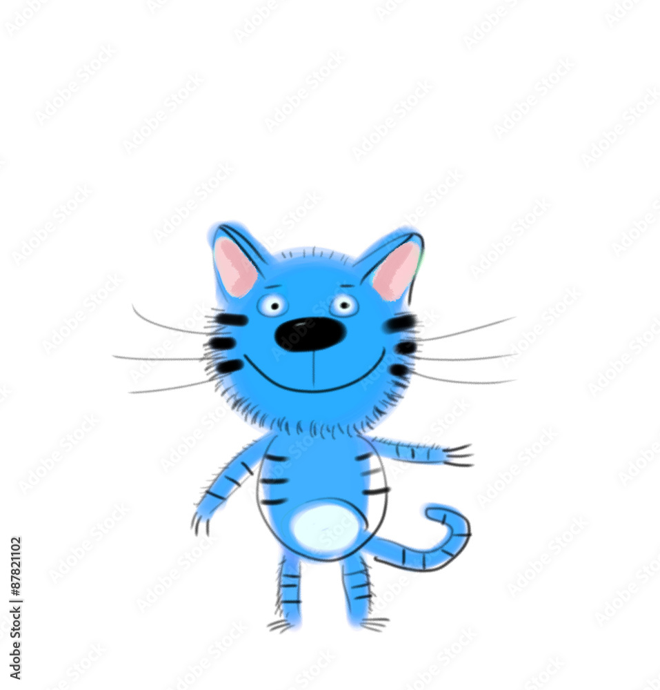 Obraz premium Blue Kitten on White Background