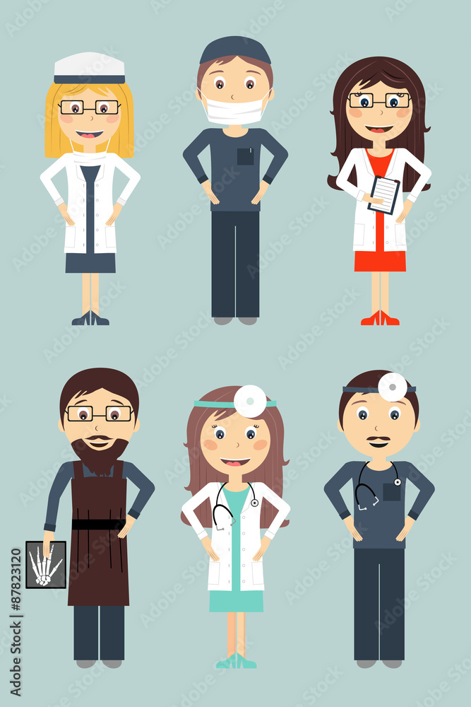 Surgeon and radiologistctor in flat designe Surgeon and radiologistctor in flat designe