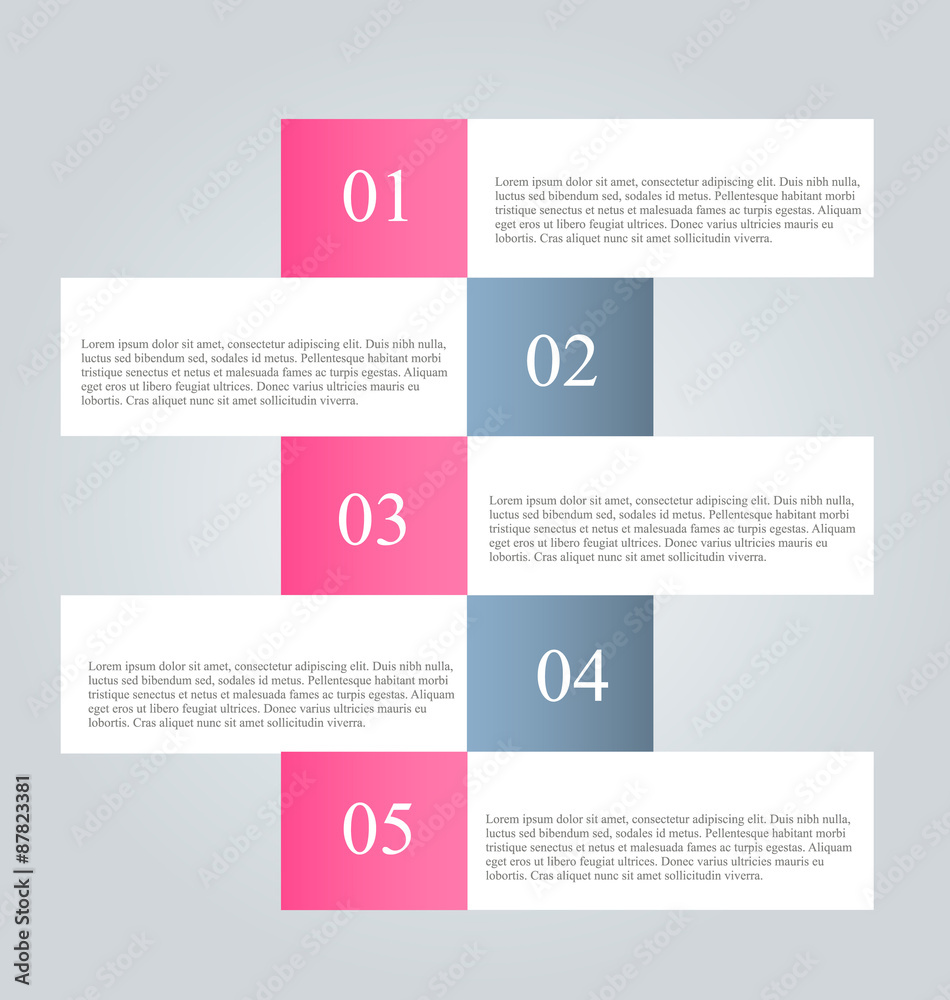 Business infographics tabs template for presentation, education, web design, banner, brochure, flyer. Pink and grey colors. Vector illustration. Business infographics tabs template for presentation, education, web design, banner, brochure, flyer. Pink and grey colors. Vector illustration.
