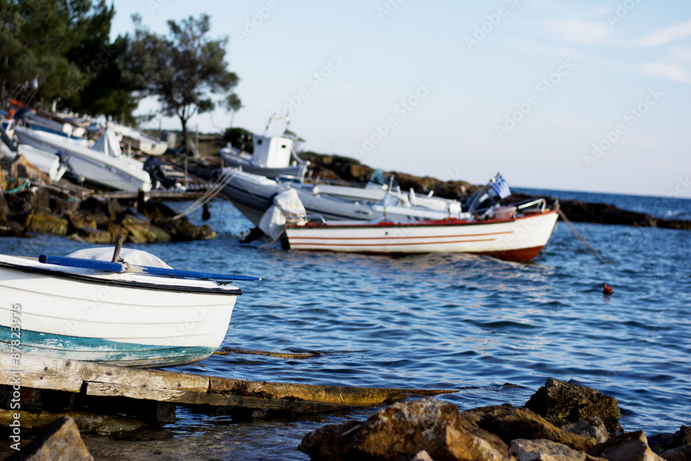 Fishing baots in small marine