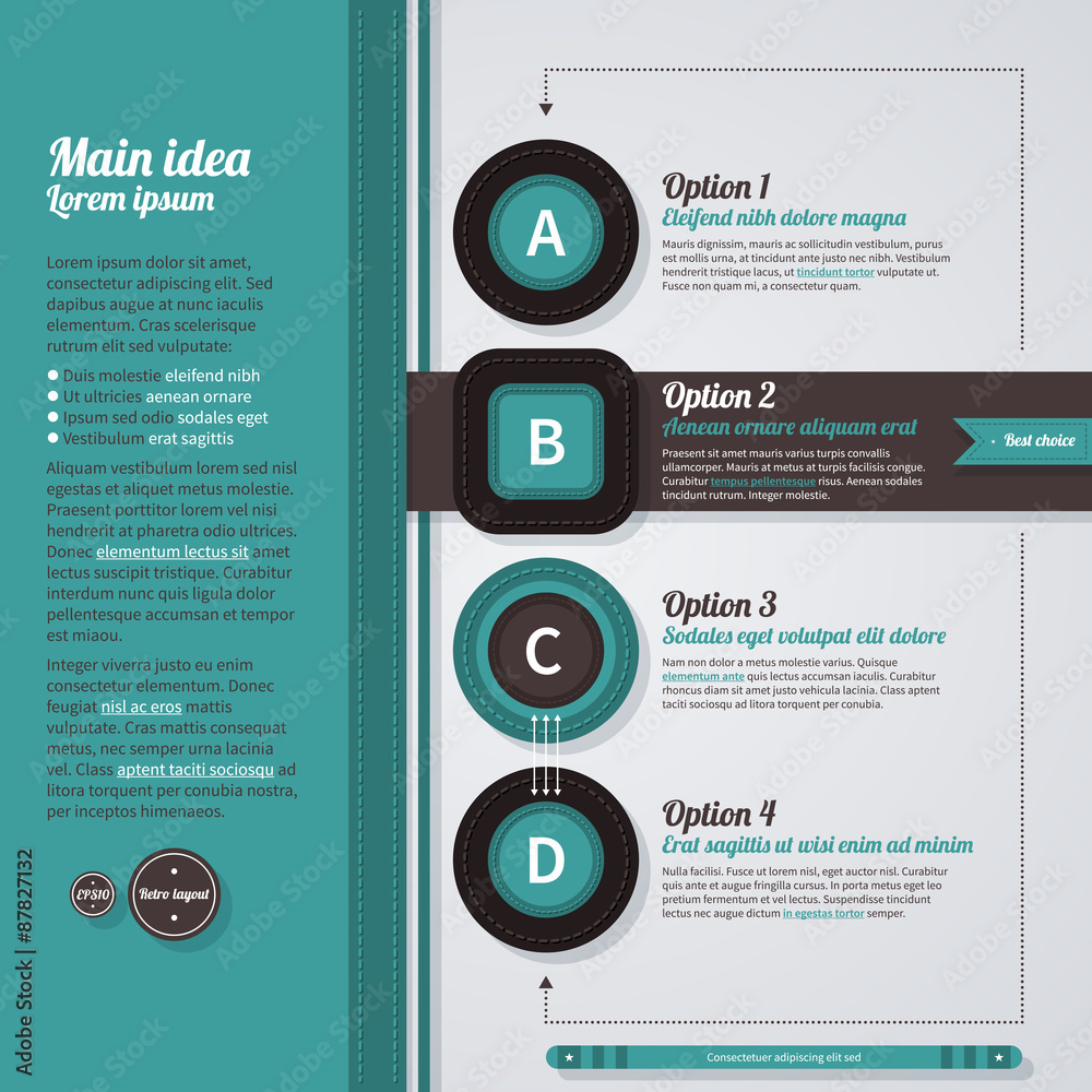 Vertical web layout in retro style with 4 options. EPS10. Vertical web layout in retro style with 4 options. EPS10.