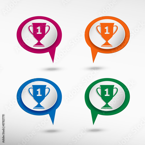 Champions Cup symbol on colorful chat speech bubbles 