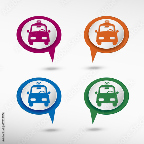 Fototapeta Naklejka Na Ścianę i Meble -  Taxi Icon on colorful chat speech bubbles