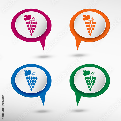 Grape on colorful chat speech bubbles 