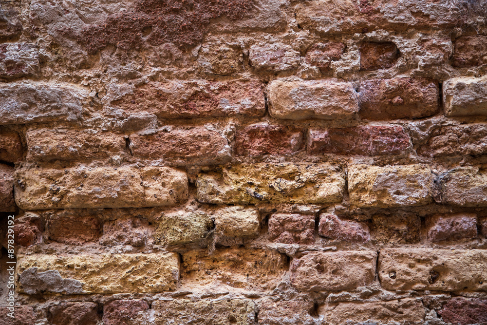 Textura de muro de ladrillo antiguo, muy degradado por el clima. Destrucción. Textura de muro de ladrillo antiguo, muy degradado por el clima. Destrucción.