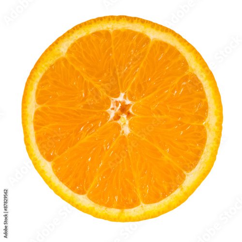 Orange fruit cross section isolated on white background, with clipping path