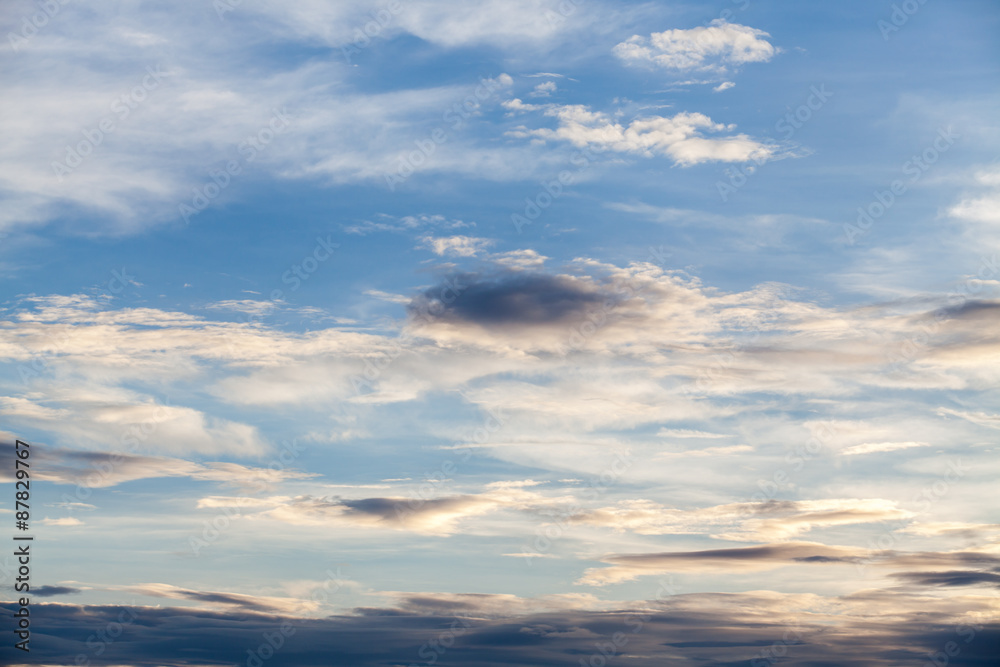 colorful dramatic sky with cloud at sunset