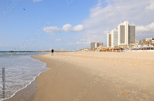 View to Tel Aviv coast line with row of the hotels.   © voddol