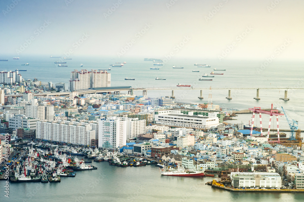 View of Busan port.