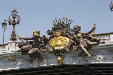 Leinwandbilder Pont Alexandre III Goldene Ornamente der Pont Alexandre III  © Emmoth