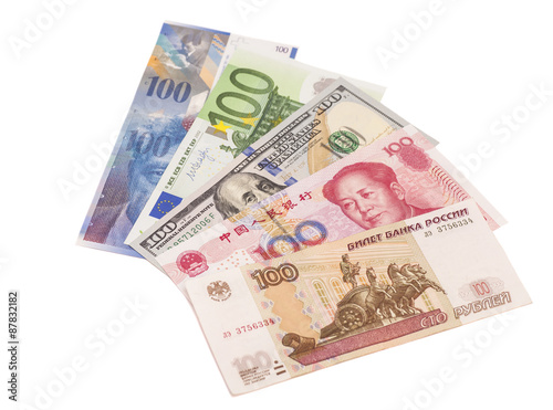 American dollars, European euro,Swiss franc,Chinese yuan and Rus © yurchello108