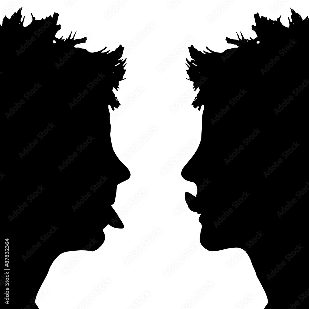 Vector silhouette profile of a woman's face.