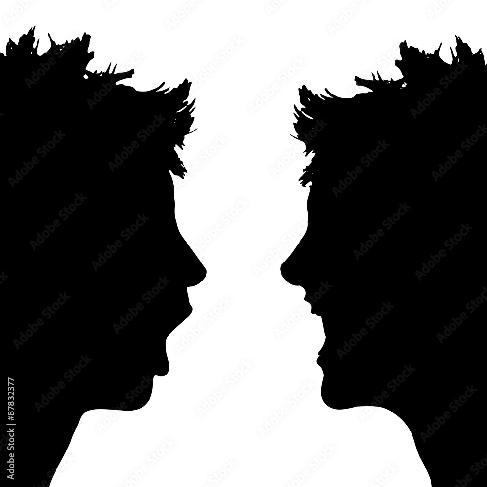 Vector silhouette profile of a woman's face.