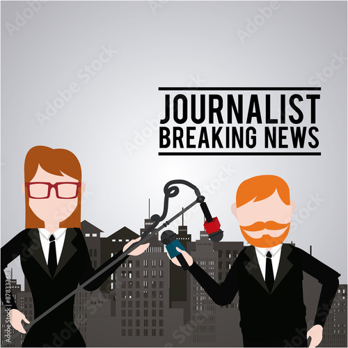 Journalist illustration over color background