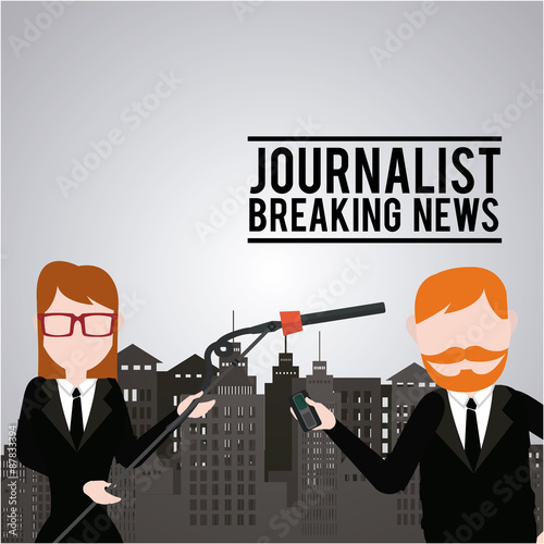 Journalist illustration over color background