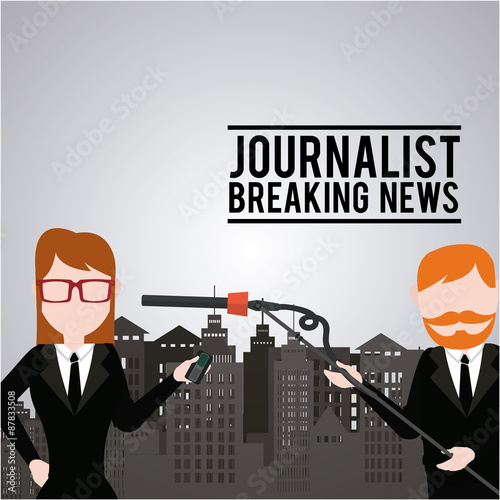 Journalist illustration over color background