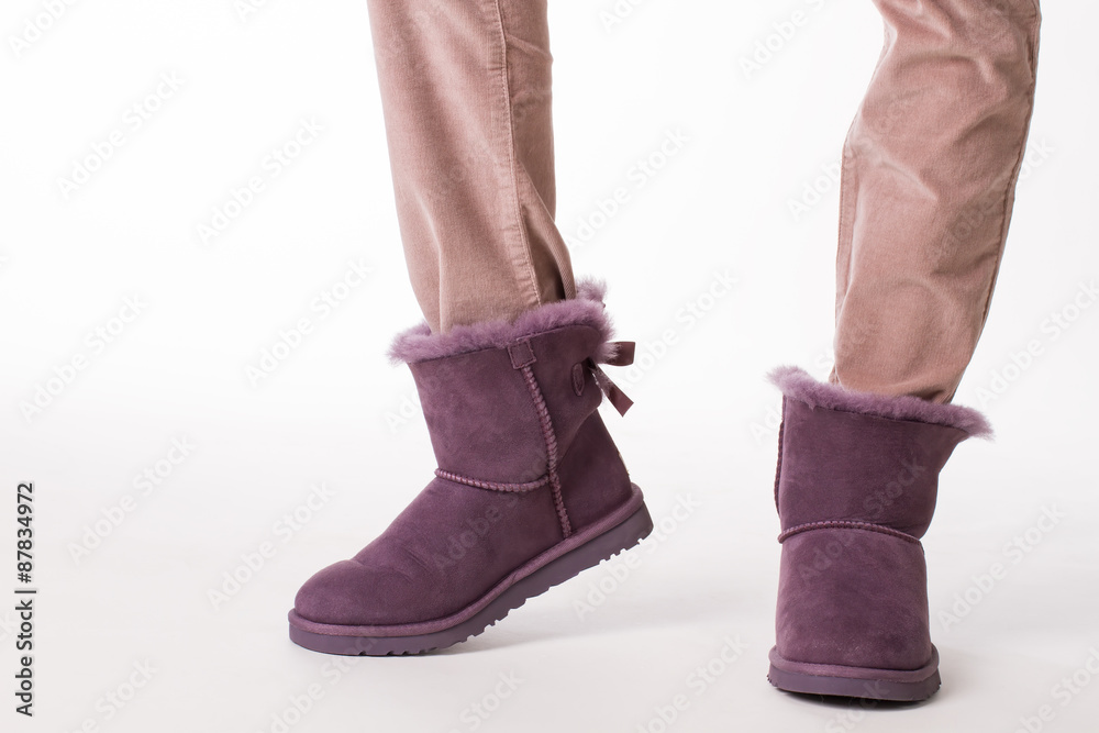 Girl in fashion winter boots.