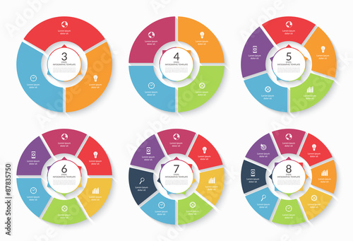 Print op canvas Set of vector infographic circle templates