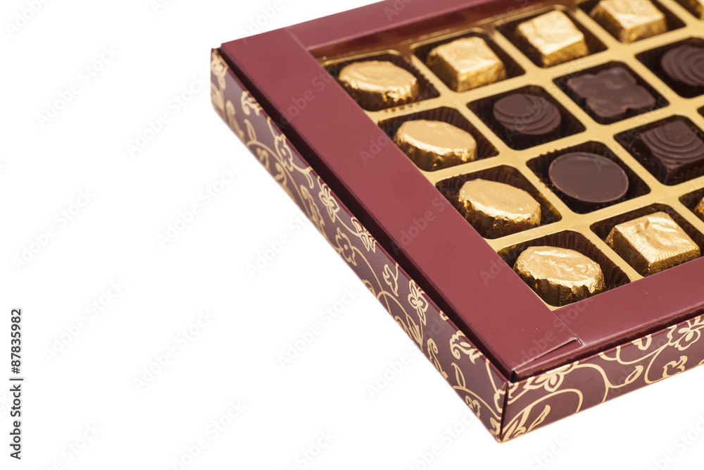 Box of chocolate candies isolated on white Box of chocolate candies isolated on white
