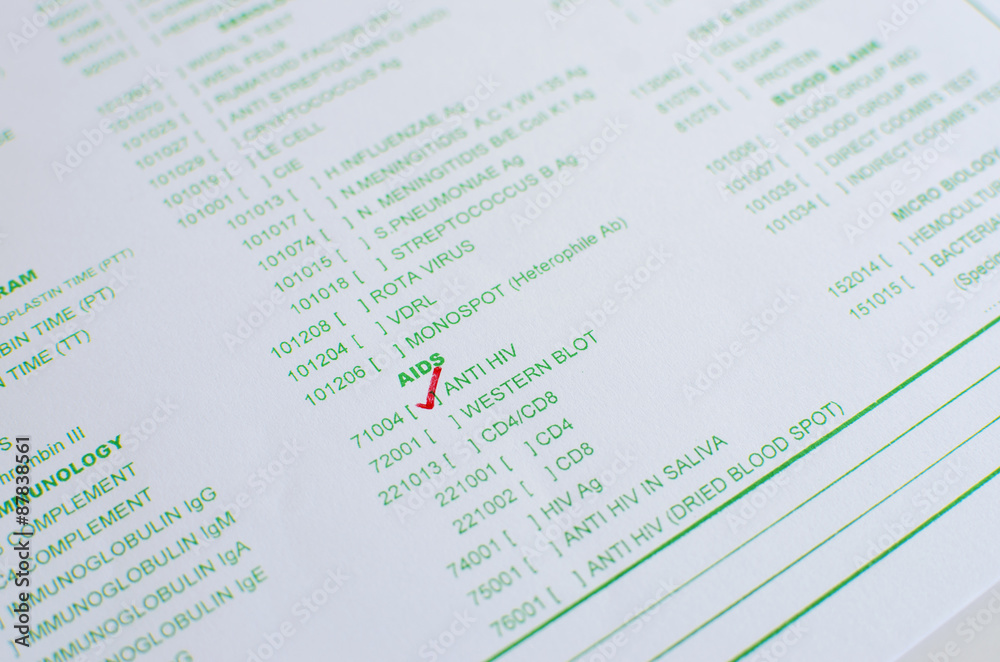 Obraz premium HIV requisition form