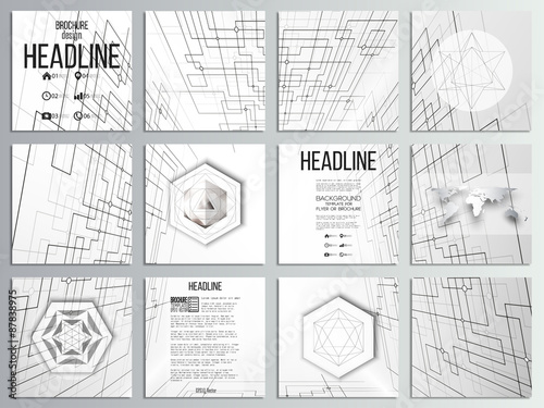 Set of 12 creative cards, square brochure template design